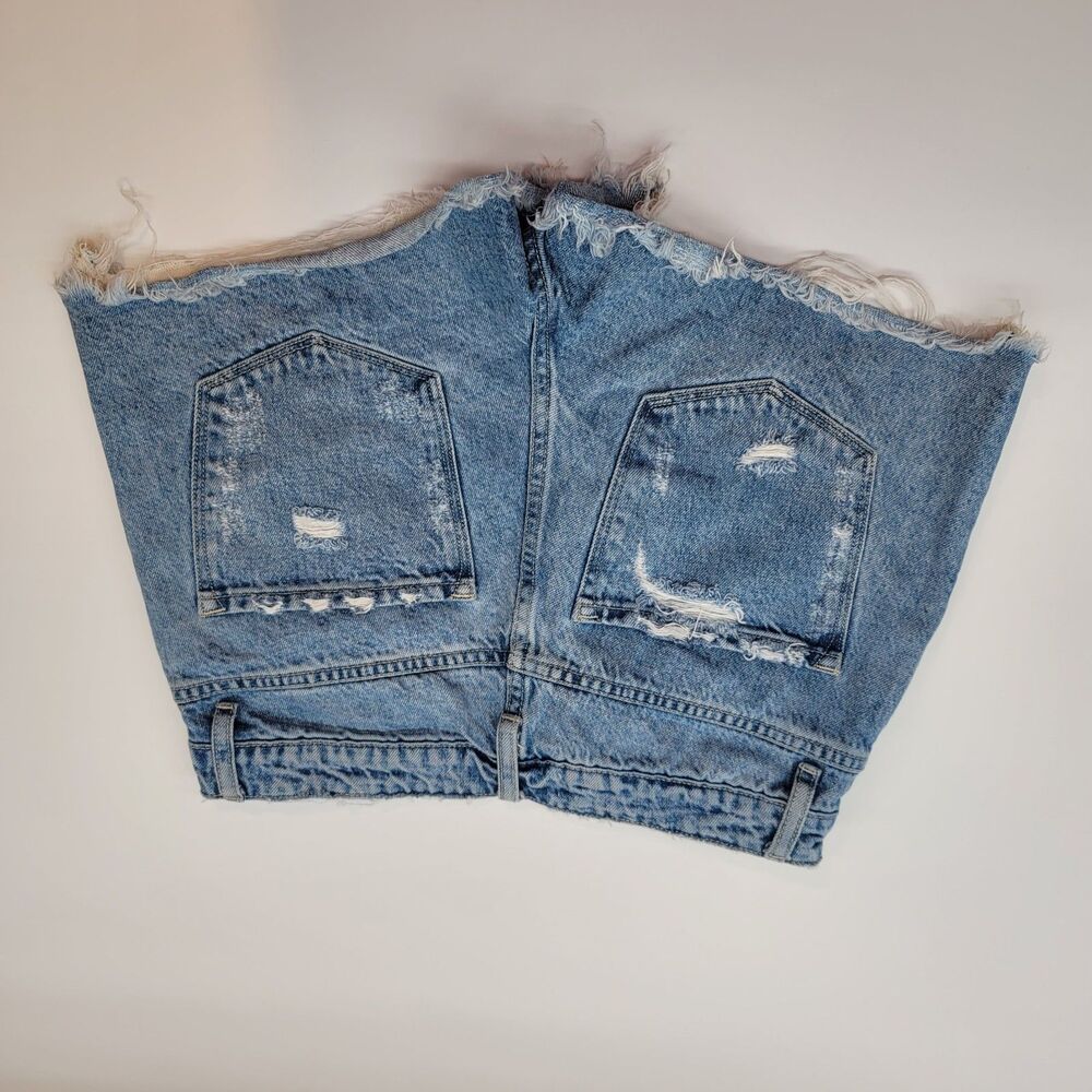 VERVET LA Two-Tone Distressed Denim Shorts Raw Hem Grunge Streetwear Size Small - Picture 2 of 9